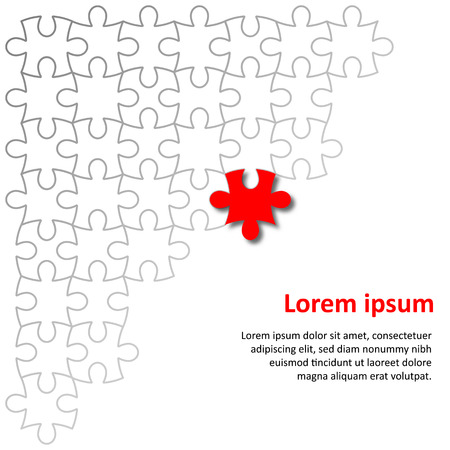 Red piece paper cut of Jigsaw puzzle for business idea graphic design background concept.のイラスト素材