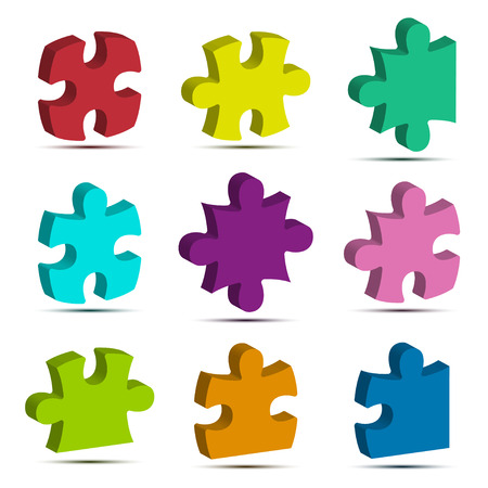 Colorful 3d jigsaw puzzle icon vector for Business idea graphic design concept.のイラスト素材
