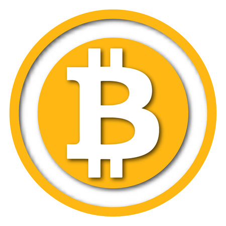 White Bitcoin icon on Yellow circle with paper cut concept for Business idea graphic design conceptのイラスト素材