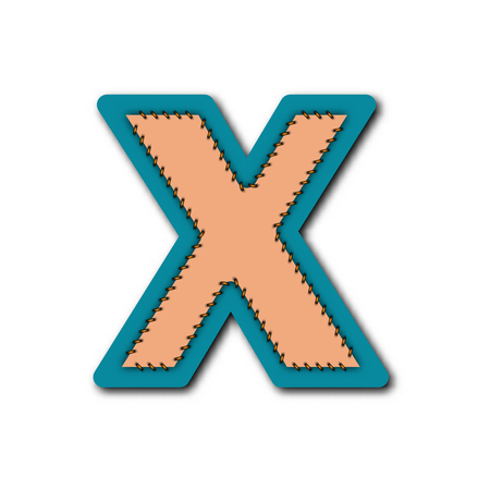 Letter X in Embroidered patch work conceptのイラスト素材
