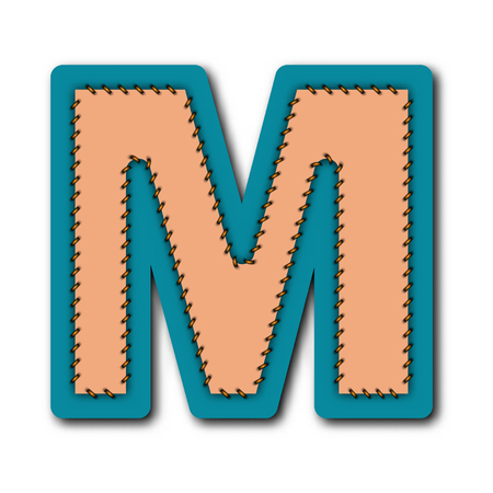 M charactor of alphabet in Embroidered patch work concept for vector graphic idea designのイラスト素材