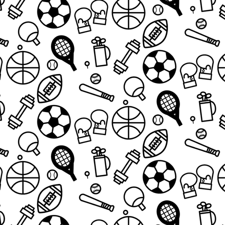 Simple pattern background outline of variety sport icon on white backgroundのイラスト素材