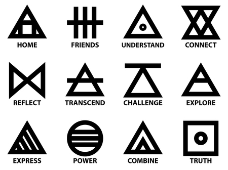 Set of simple minimal outline tattoo sign symbol conceptのイラスト素材