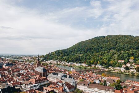 HEIDELBERG, GERMANY - OCTOBER 12 Heidelberg City view on October 12, 2019. Heidelberg is a university town in the German state of Baden-WÃ¼rttemberg, situated on the river Neckar in south-west Germany.のeditorial素材