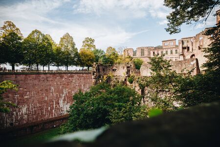 HEIDELBERG, GERMANY - OCTOBER 12 Heidelberg Castle on October 12, 2019. Heidelberg Castle or Heidelberger Schloss is a ruin in Germany. The Castle ruins are the Renaissance structure.のeditorial素材