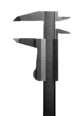 Calliper measuring tool isolated over white backgroundの写真素材