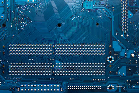 blue circuit board, top viewの写真素材