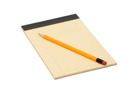 notebook and pencil isolated on white backgroundの写真素材