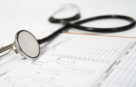 Stethoscope on a medical form. Healthcare conceptの写真素材