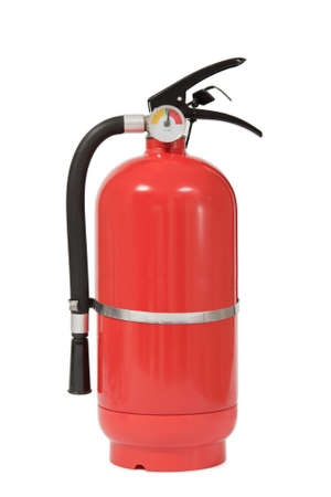 Red Fire Extinguisher With Copy Space Isolated on White Backgroundの写真素材