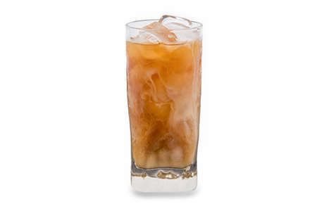 Iced coffee in a glass isolated and white backgroundの写真素材