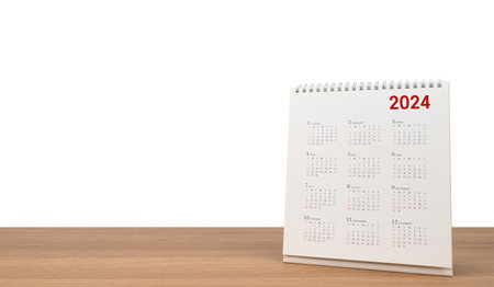Calendar year 2024 schedule on white background. copyspace.の写真素材