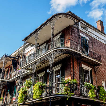 New Orleans, LA, USA -  Sep. 13, 2016  -  This is one of the buildings in the French Quarter of New Orleans.  Many interesting doors and balconies are located in the Quarter.のeditorial素材