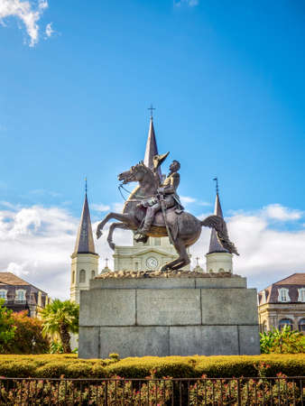 New Orleans LA USA -  Sep. 13, 2016  - This Image is of St. Louis Cathedral and Andrew  Jackson in the French Quarter in New Orleansのeditorial素材