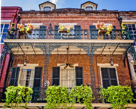 New Orleans, LA, USA -  Sep. 12, 2016  -  2 Balconies with 7 Planters French Quarterのeditorial素材