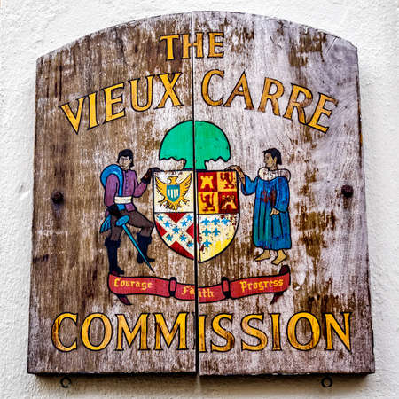 New Orleans, LA, USA -  Sep. 12, 2016  -  This The Vieux Carre Commission sign is at the 8th District Police Station in the French Quarter.のeditorial素材