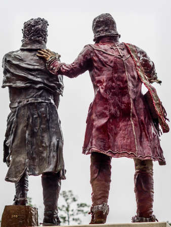 The Woodlands, TX USA - Jan. 19, 2017  -  This sculpture is located in The Woodlands TX.  The sculpture is a representation of two of the fathers of The Republic of Texas - Stephen F. Austin and Jose Antonio Navarro.のeditorial素材