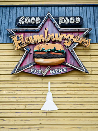 Spring TX USA - 03/02/2018  - Good Food Hamburgers Sign on a building in Old Town Spring TXのeditorial素材