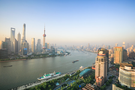The Huangpu River early in the morningのeditorial素材