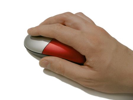 Man's Hand Holding a Mouse