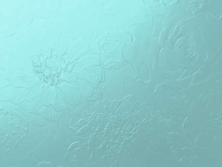 Turquoise background with floral reliefの写真素材