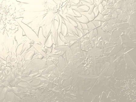 Silver metallic background with dahlia reliefの写真素材