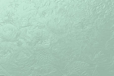 Metallic opal green background with 3d processed ranunculus flower arrangementの写真素材