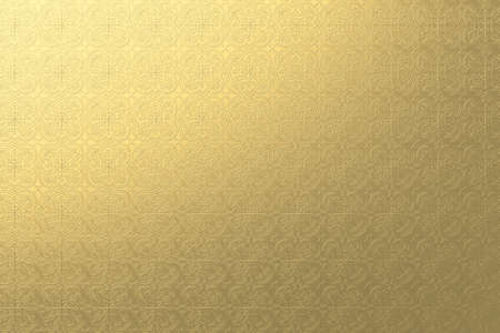 Medieval decorative tile pattern.Glossy golden background. 3D illustration. 3D render.の写真素材