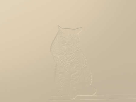 Sitting cat. beige color. 3D illustration. 3D render.の写真素材