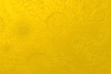 Embossed flower background. Sunflowers, chrysanthemums, hydrangeas, gerberas, apples. 3D illustration. 3D renderingの写真素材