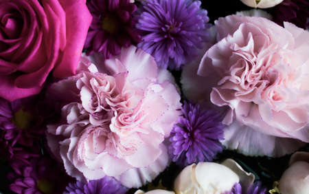 Full frame shot of pastel white and pink flowersの写真素材