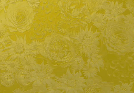 Gold floral background. 3D illustration. 3D renderの写真素材