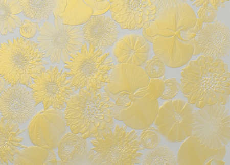 Gold and gray embossed floral background. 3D illustration. 3D renderの写真素材