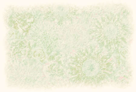 Colored pencil drawing of green flowers.の写真素材