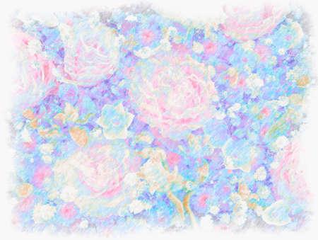 Fantastic flower arrangement drawn with colored pencilsの写真素材
