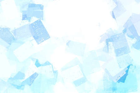 Pastel-style abstract painting of blue squaresの写真素材
