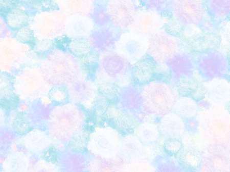 Cold color flowers drawn with pastels and chalk.の写真素材