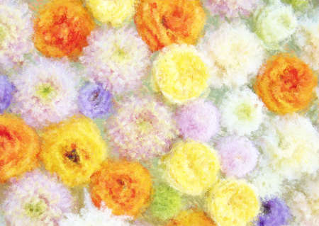 Hand painted colorful flowers with impressionist styleの写真素材