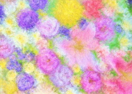 Hand painted colorful flowers with impressionist styleの写真素材