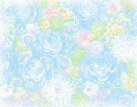 Colorful flowers drawing by color pencilsの写真素材