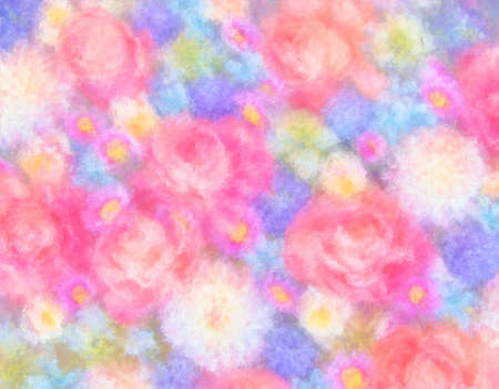 Hand painted colorful flowers with impressionist styleの写真素材