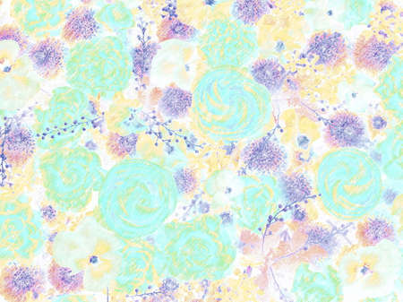 Colorful flowers drawing by color pencilsの写真素材