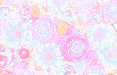 Romantic floral background. Colored pencil drawingの写真素材