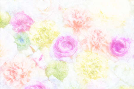 Colorful floral arrangements painted in pastel colorsの写真素材