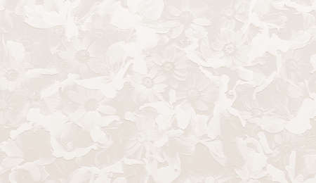 Relief of white flowers on sepia ground. 3D illustration. 3D renderの写真素材