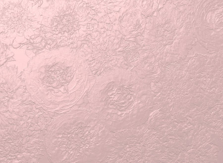 Metallic pink embossed floral background. 3D illustration. 3D renderの写真素材