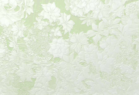Hydrangea flowers in metallic silver color on green background. Embossed floral background. 3d illustration. 3D rendering.の写真素材