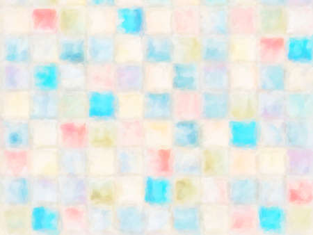 Blurred abstract painting with colorful tile patterns.の写真素材