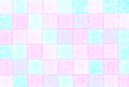 Pink and blue checkered pattern. Watercolor backgroundの写真素材