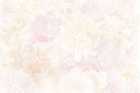Stippling art. Dahlias and carnations. Floral background in dotwork style.の写真素材